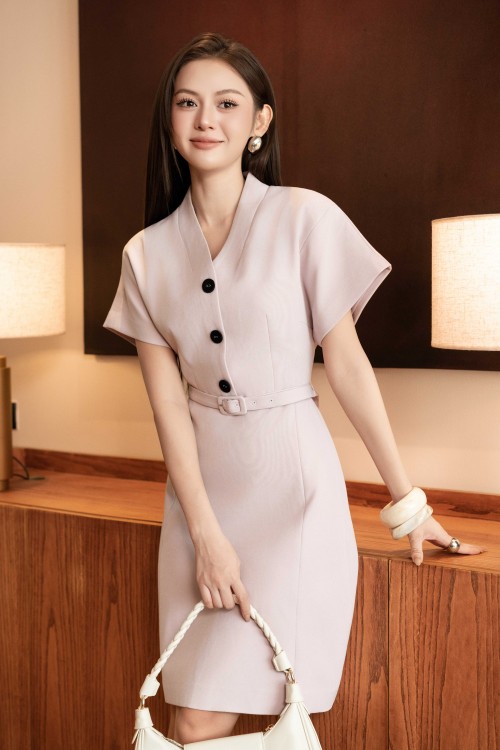 Sixdo Purple Woven Flared Dress